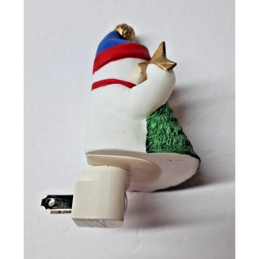 Snowman Head Tea Light Candle Holders Set of 2 w/Snowman Night Light Seasonal